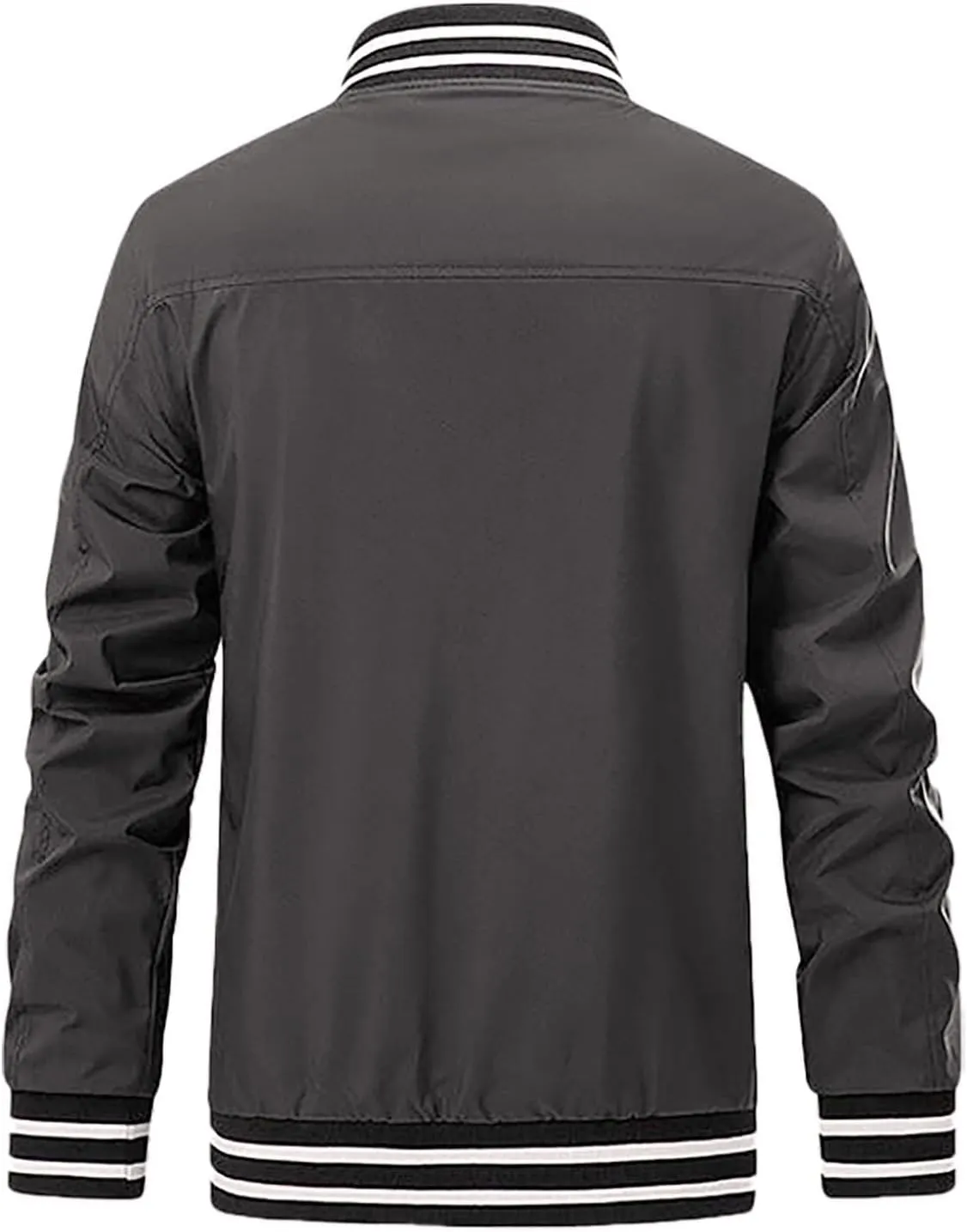 Mens Lightweight Windbreaker Bomber Jacket Zip Up with Pockets for Spring and Fall, Casual Wear, Water-Resistant