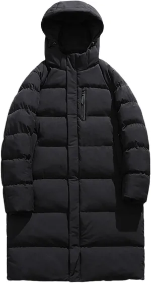 Men's Long Parka Winter Coats Hooded Zipper Quilted Puffer Jacket Heavy Warm Water-resistant Outerwear Cold Weather