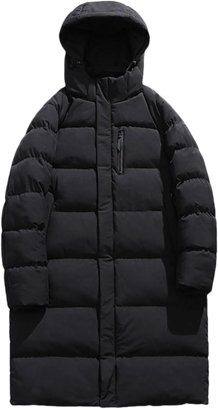Men's Long Parka Winter Coats Hooded Zipper Quilted Puffer Jacket Heavy Warm Water-resistant Outerwear Cold Weather
