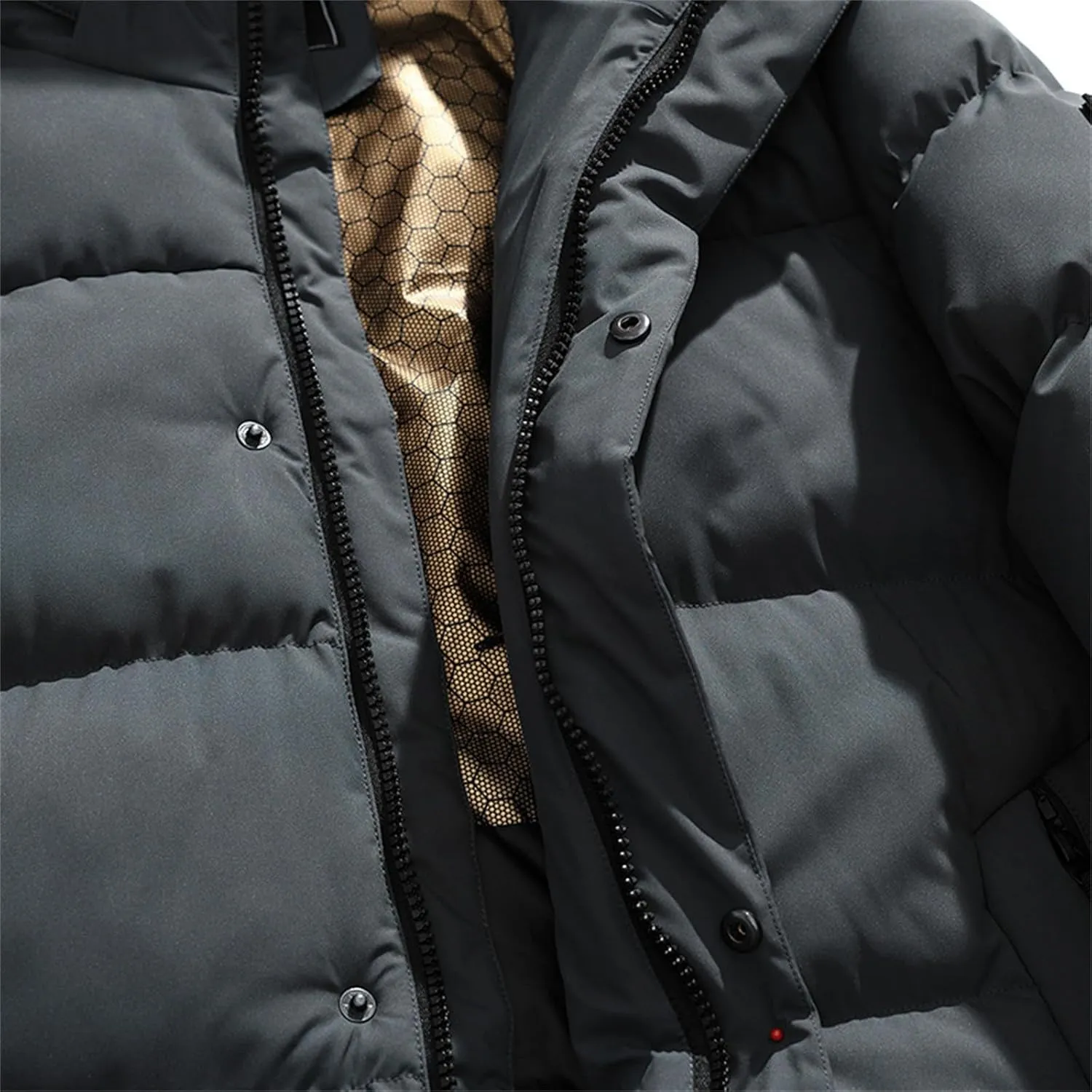 Men's Long Parka Winter Coats Hooded Zipper Quilted Puffer Jacket Heavy Warm Water-resistant Outerwear Cold Weather