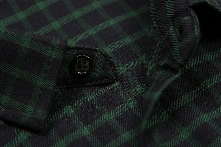 Men's Long Sleeve Plaid Dress Shirt, Cotton