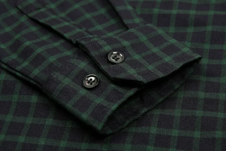 Men's Long Sleeve Plaid Dress Shirt, Cotton