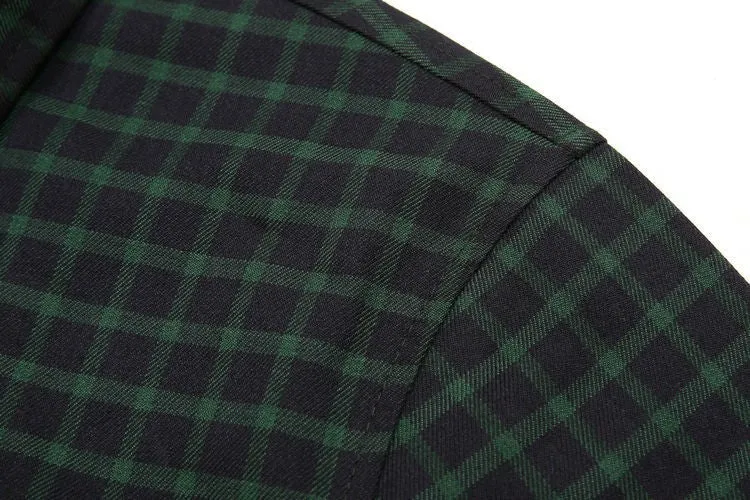 Men's Long Sleeve Plaid Dress Shirt, Cotton