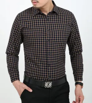 Men's Long Sleeve Plaid Dress Shirt, Cotton