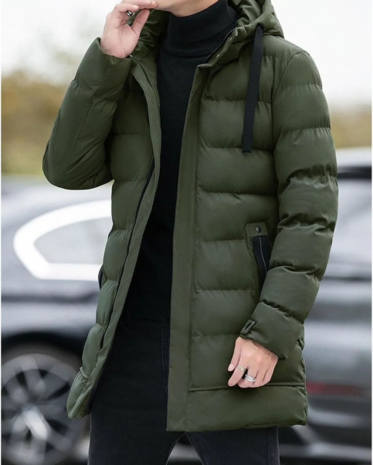 Men’s Long Winter Down Coat Warm Windproof Padded Parka Coats Thickened Quilted Puffer Jacket Winter Outerwear