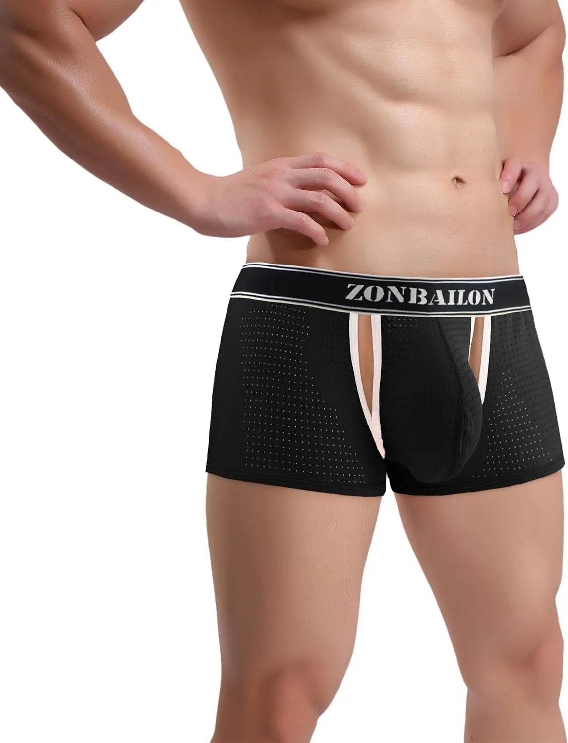 Mens Mesh Boxer Briefs Breathable Trunks Underwear