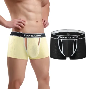 Mens Mesh Boxer Briefs Breathable Trunks Underwear