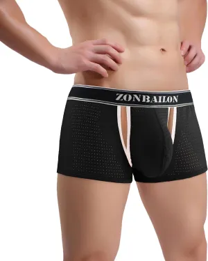Mens Mesh Boxer Briefs Breathable Trunks Underwear