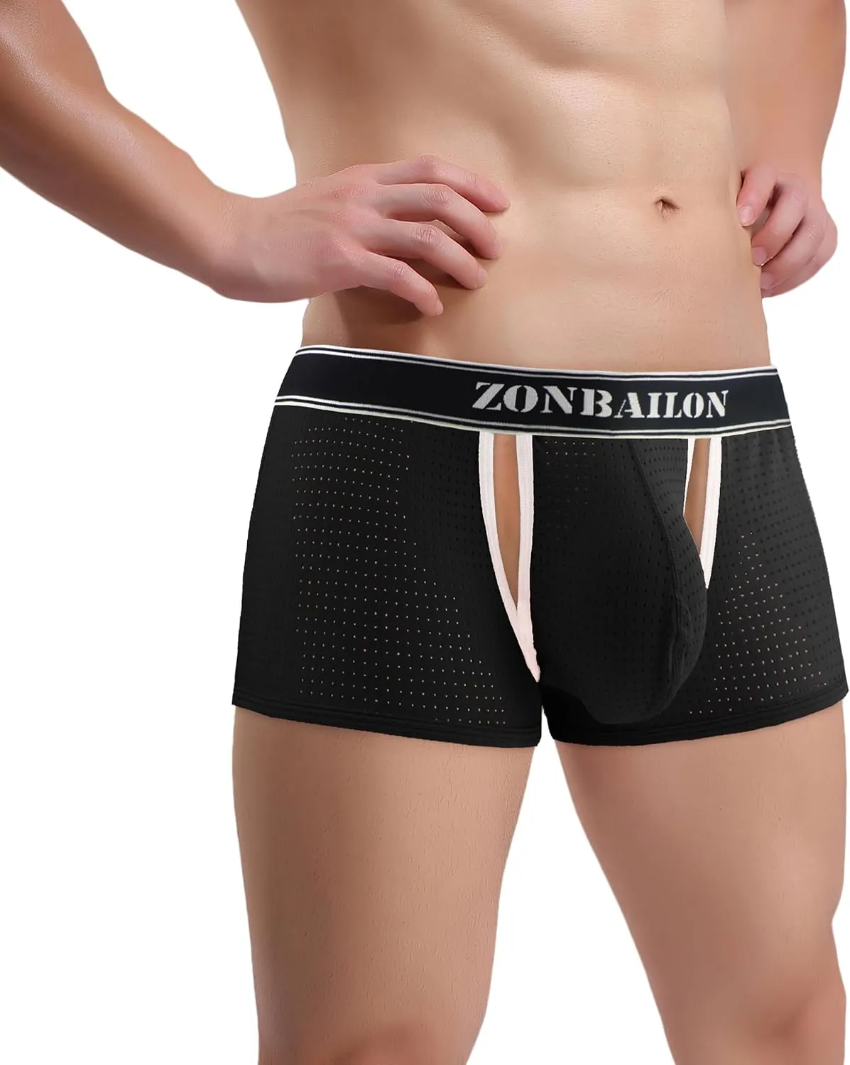 Mens Mesh Boxer Briefs Breathable Trunks Underwear