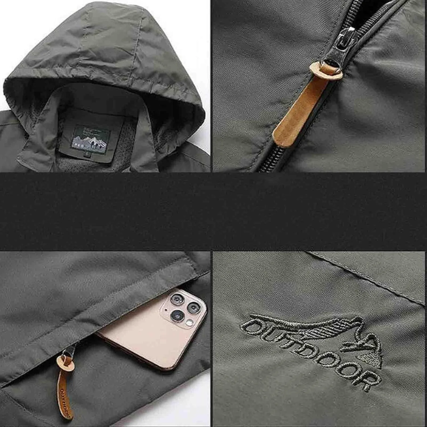 Mens Mountain Waterproof Ski Jackets Outdoor Windproof Rain Jacket Fall Winter Full Zip Cycling Hiking Hoodie Jackets