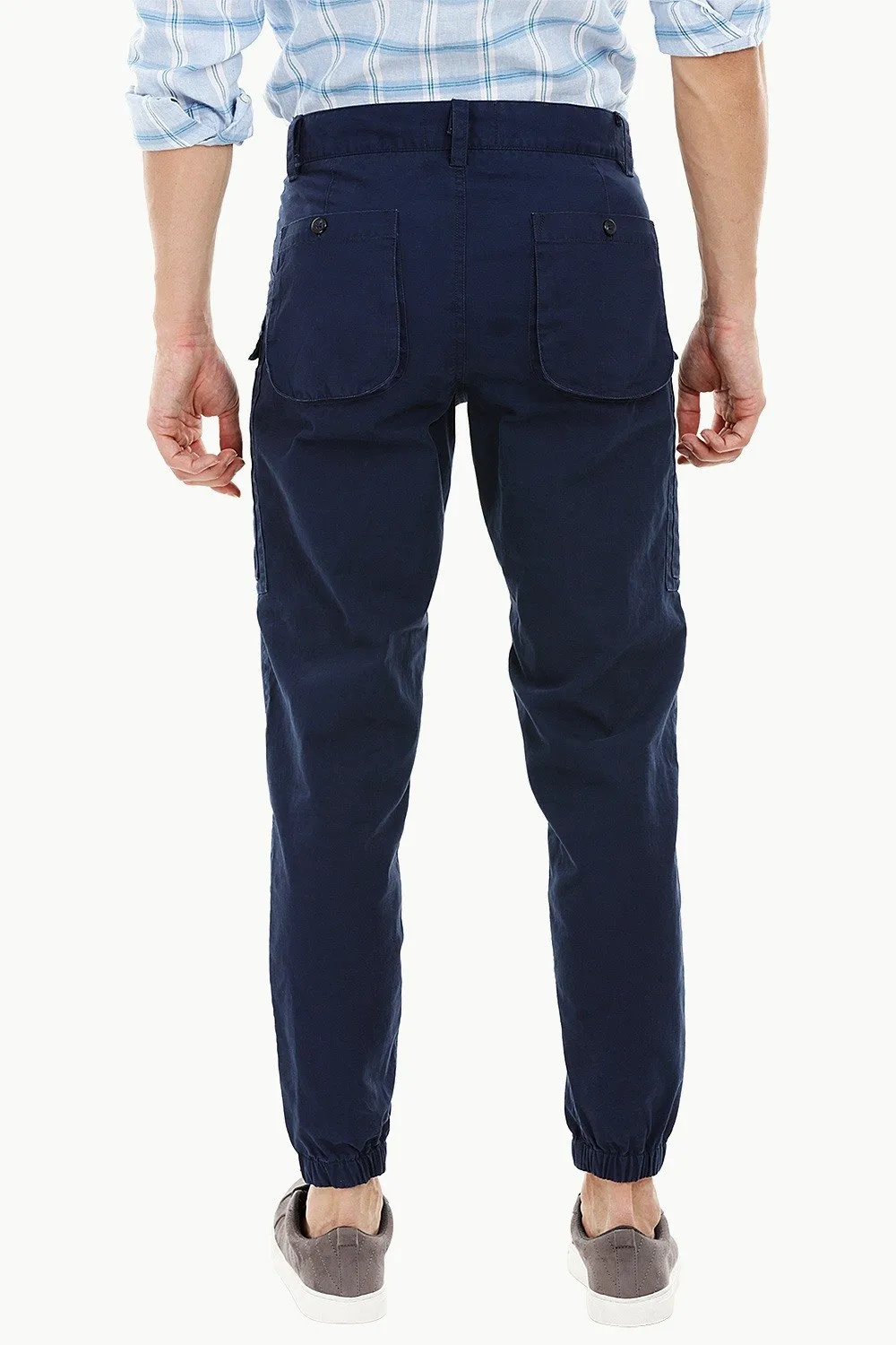Mens Navy Cuff Jogger Cargo Pants