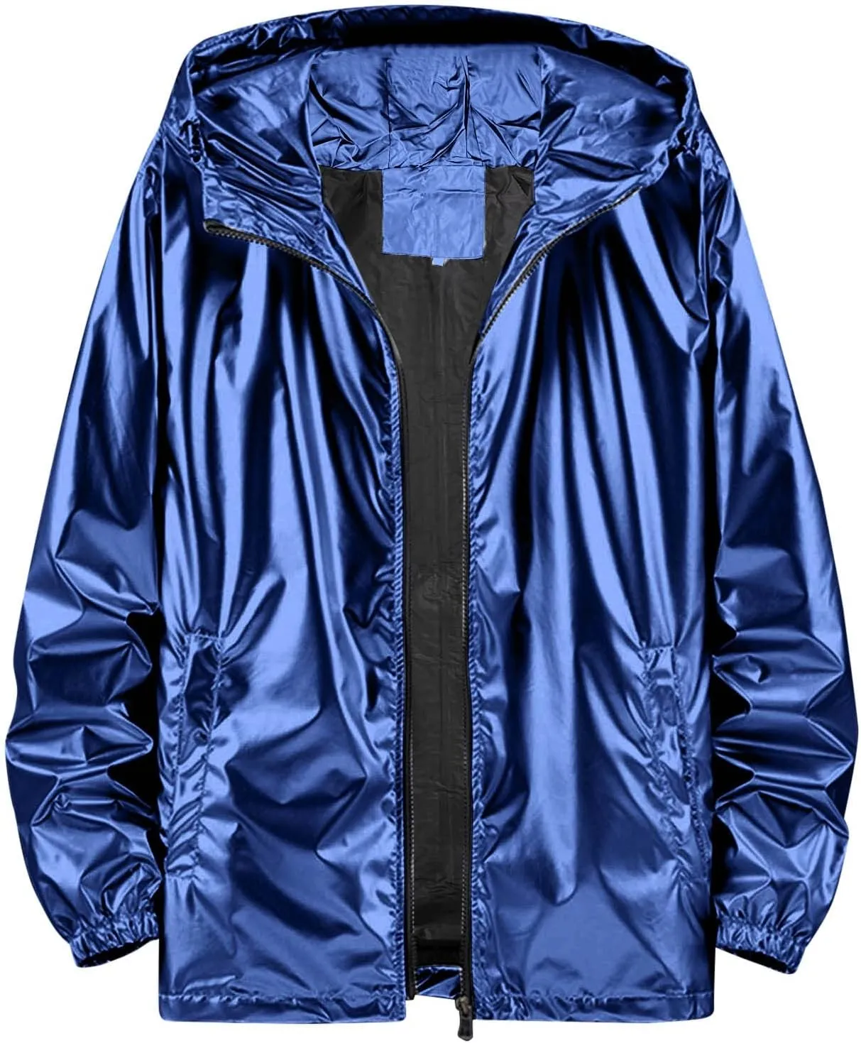 Mens Outdoor Jackets Men'S Novelty Reflective Full Zip Jacket Hooded Lightweight Cyberpunk Jacket Autumn Streetwear Leisure Jacket Jackets For Men Vintage