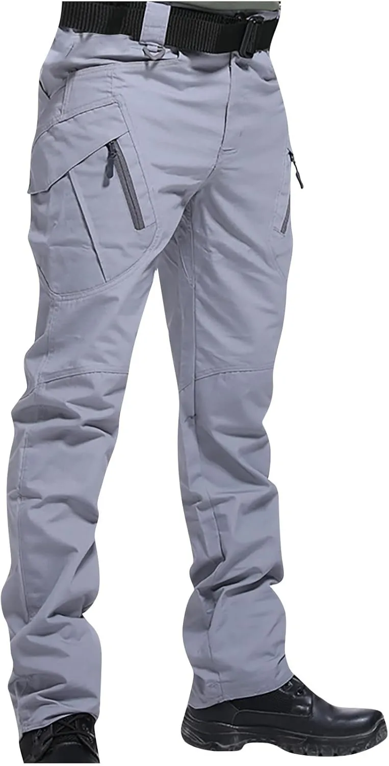 Men's Outdoor Stretch Waterproof Cargo Pants Zip Off Multi Pockets Tactical Pants Big and Tall Trousers Work Wear