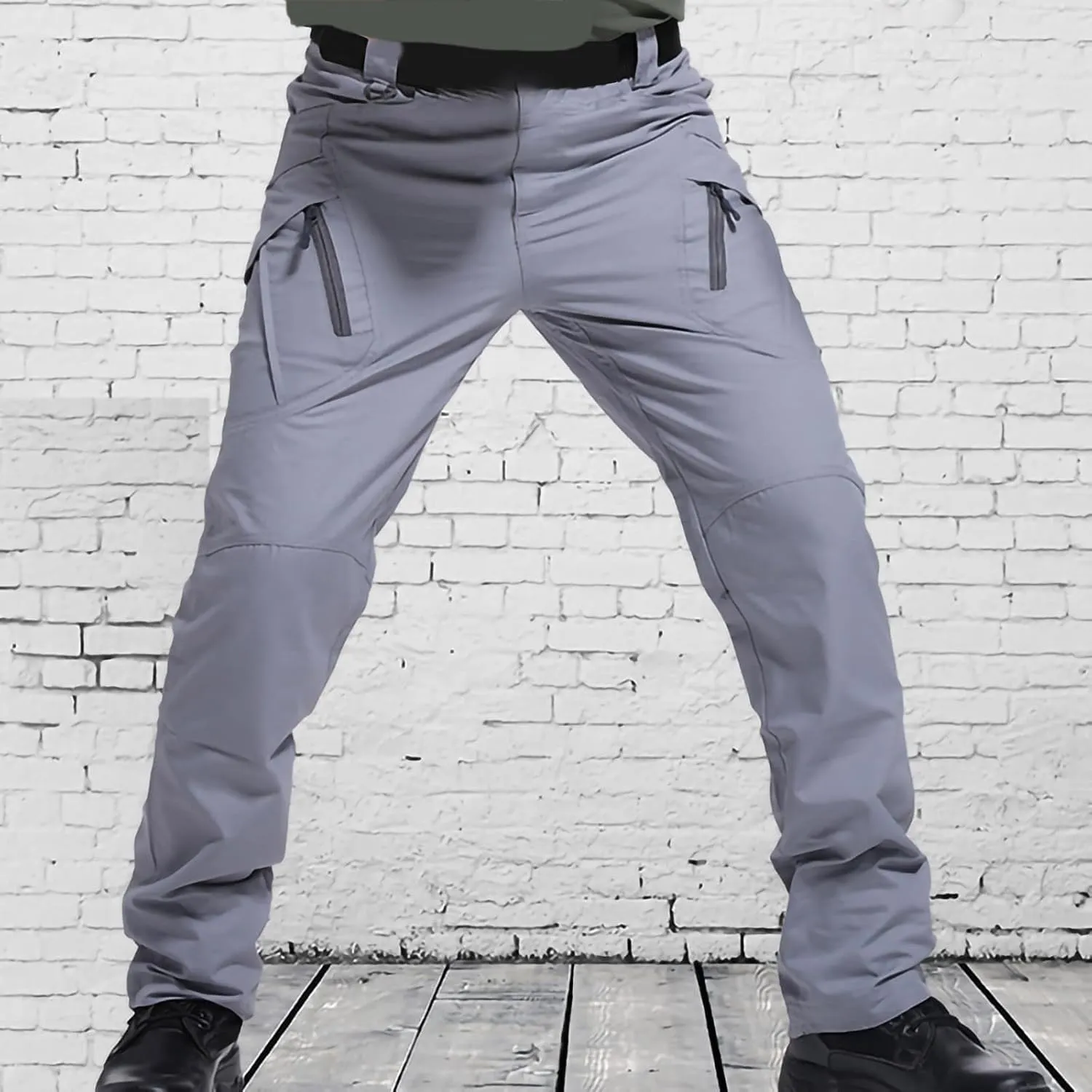 Men's Outdoor Stretch Waterproof Cargo Pants Zip Off Multi Pockets Tactical Pants Big and Tall Trousers Work Wear
