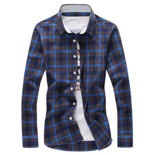Men's Plaid Casual Shirt With Turn Down Collar