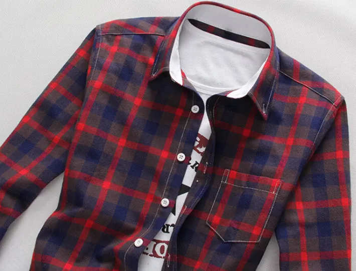 Men's Plaid Casual Shirt With Turn Down Collar