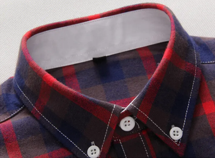 Men's Plaid Casual Shirt With Turn Down Collar