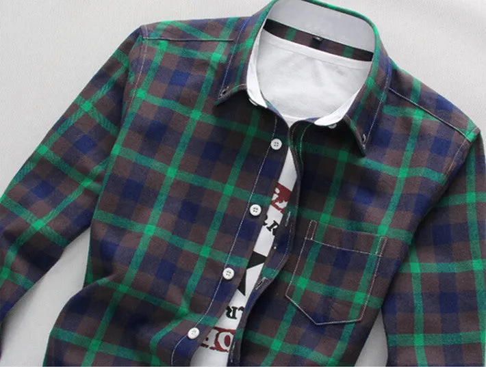 Men's Plaid Casual Shirt With Turn Down Collar