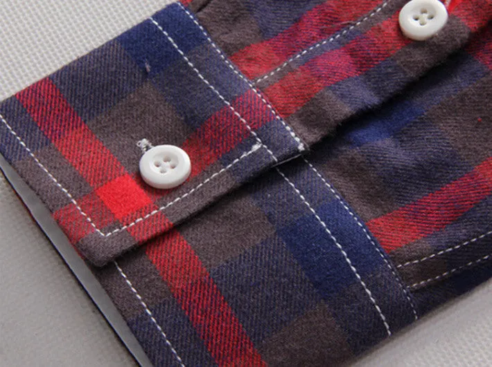 Men's Plaid Casual Shirt With Turn Down Collar