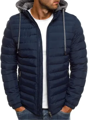 Men's Puffer Down Jackets Winter Lightweight Warm Coat Hoodie Packable Outwear Quilted Insulated Jacket with Pockets