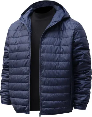 Mens Puffer Jacket with Hood Lightweight Windproof Water Resistant Winter Down Jacket Ideal for Outdoor Hiking