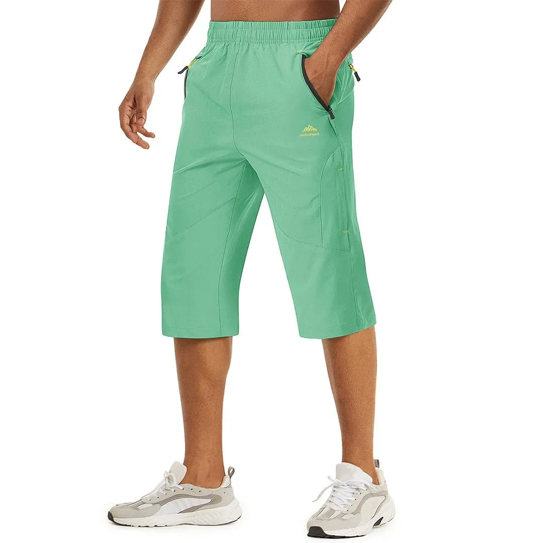 Men's Quick Dry 3/4 Capri Zipper Pockets Long Shorts