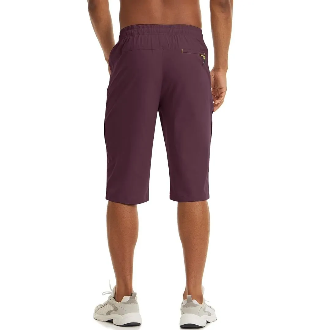 Men's Quick Dry 3/4 Capri Zipper Pockets Long Shorts