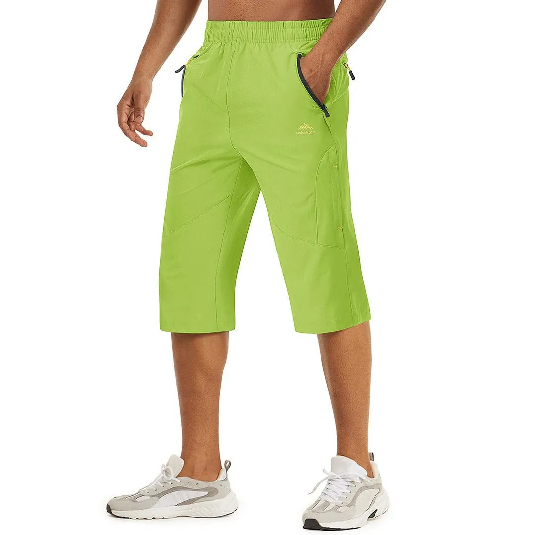 Men's Quick Dry 3/4 Capri Zipper Pockets Long Shorts