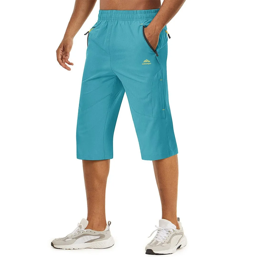 Men's Quick Dry 3/4 Capri Zipper Pockets Long Shorts