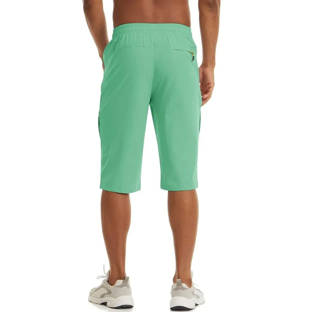 Men's Quick Dry 3/4 Capri Zipper Pockets Long Shorts