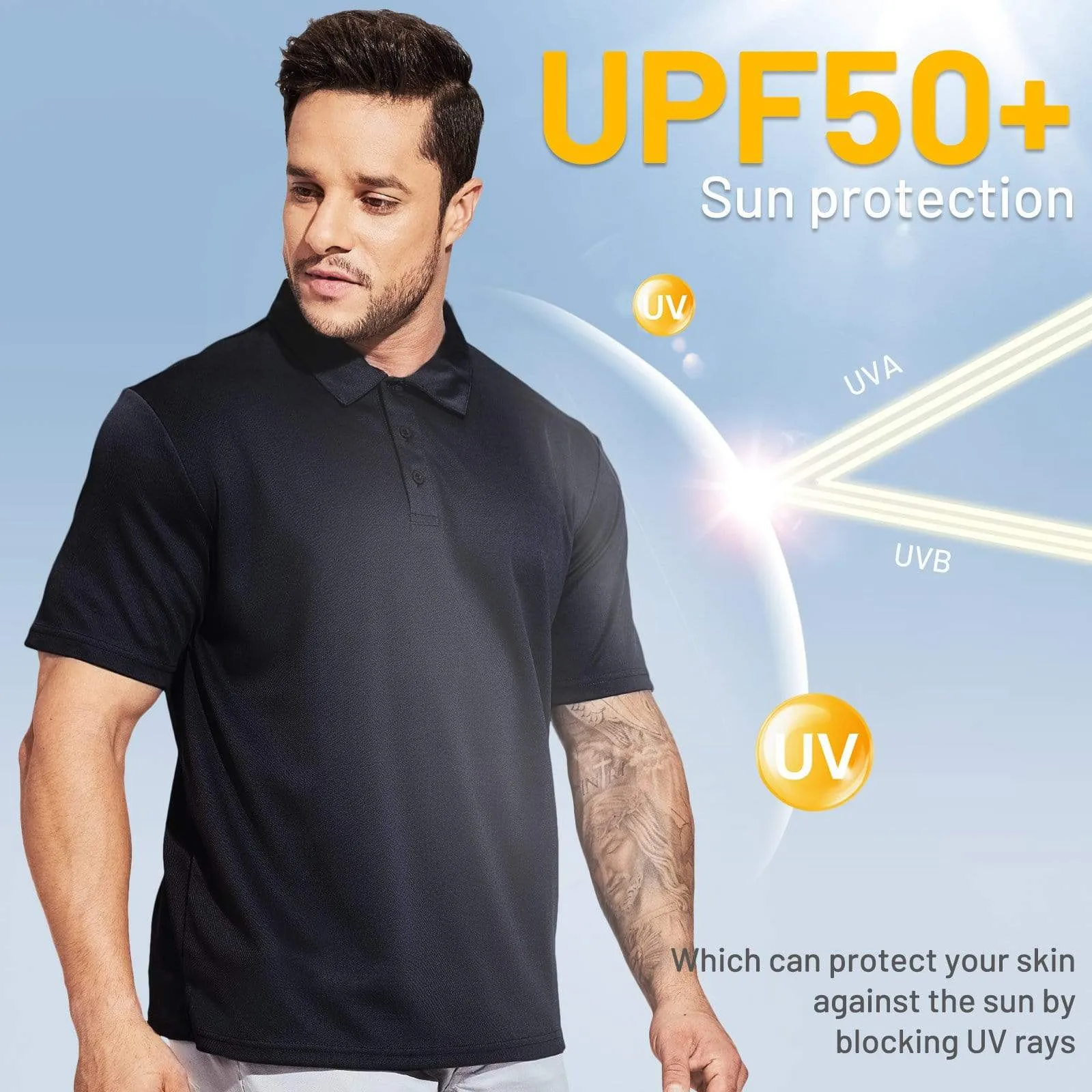 Men's Quick Dry Polo Shirts Casual Collared Shirts Short Sleeve