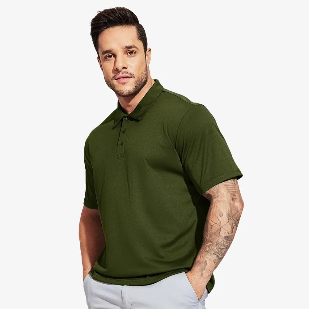Men's Quick Dry Polo Shirts Casual Collared Shirts Short Sleeve