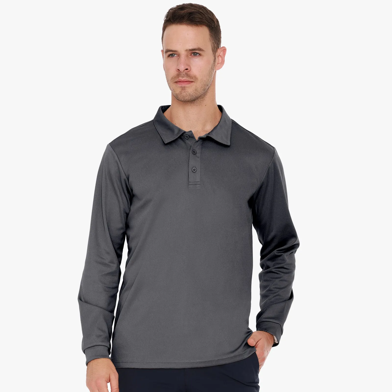Men's Quick-Dry Polo Shirts Polyester Casual Collared Shirts