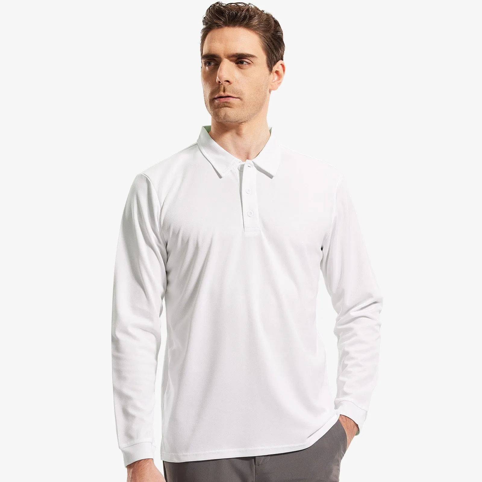 Men's Quick-Dry Polo Shirts Polyester Casual Collared Shirts