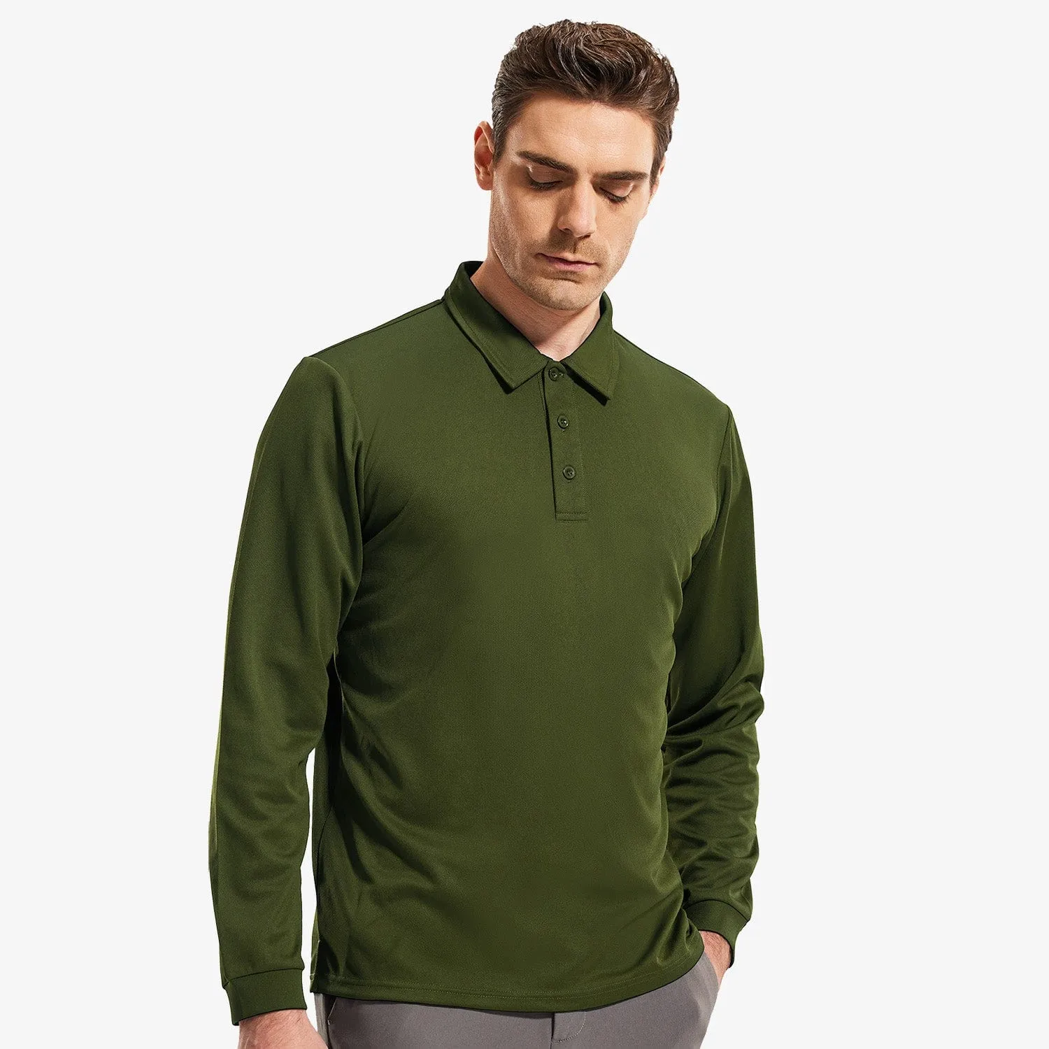 Men's Quick-Dry Polo Shirts Polyester Casual Collared Shirts