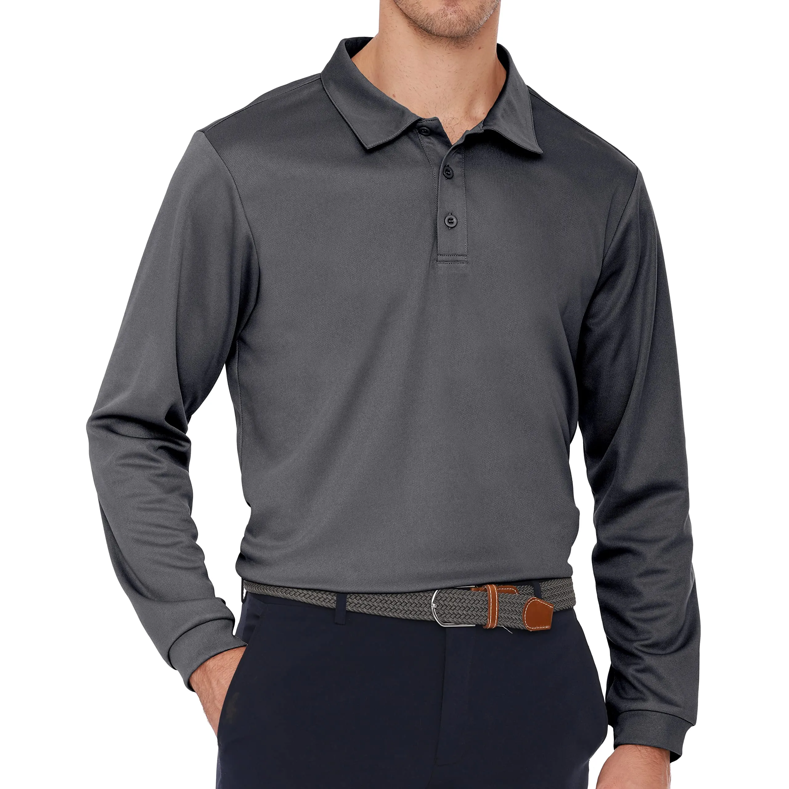 Men's Quick-Dry Polo Shirts Polyester Casual Collared Shirts