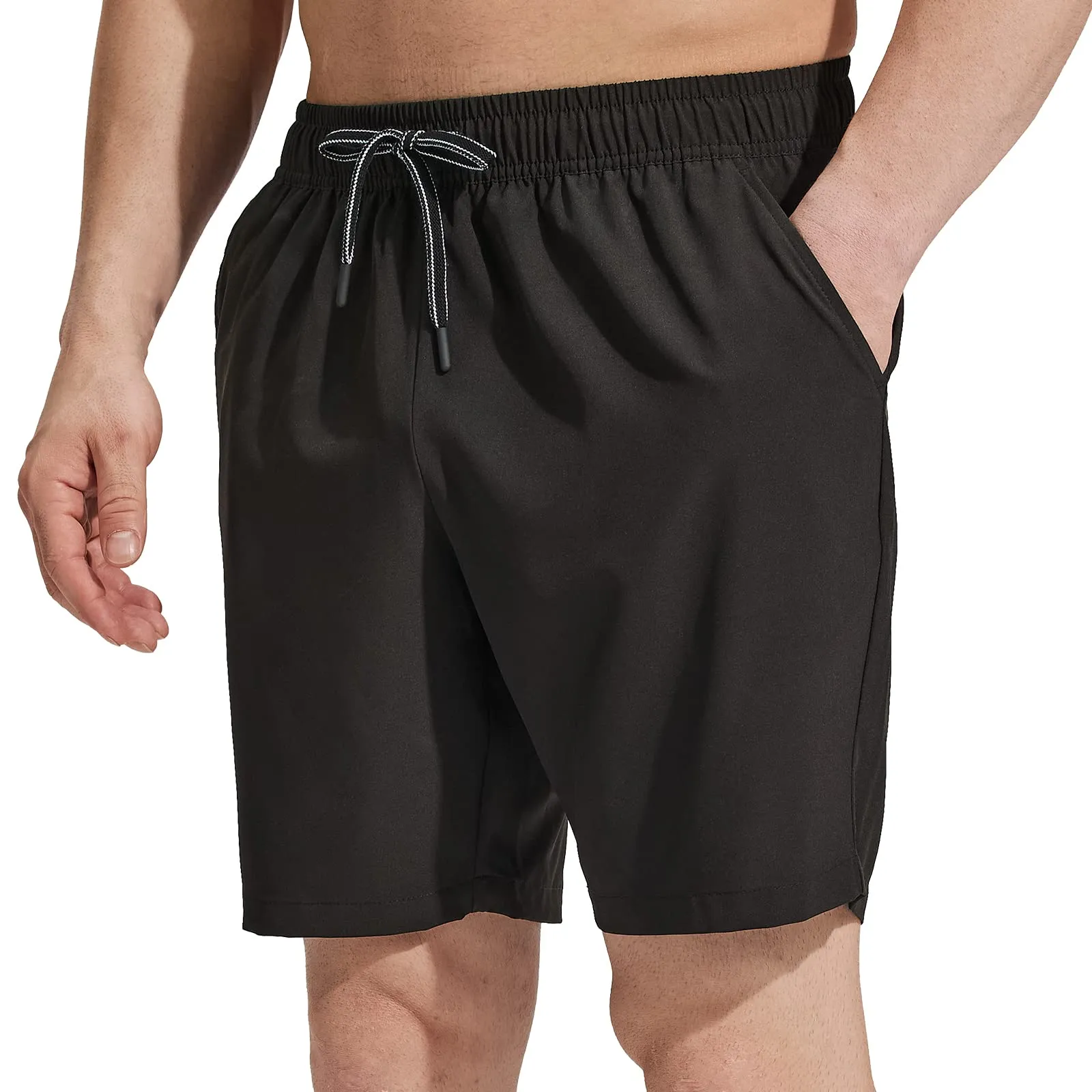 Men's Quick-Dry Running Shorts with Zipper Pockets 7 Inch