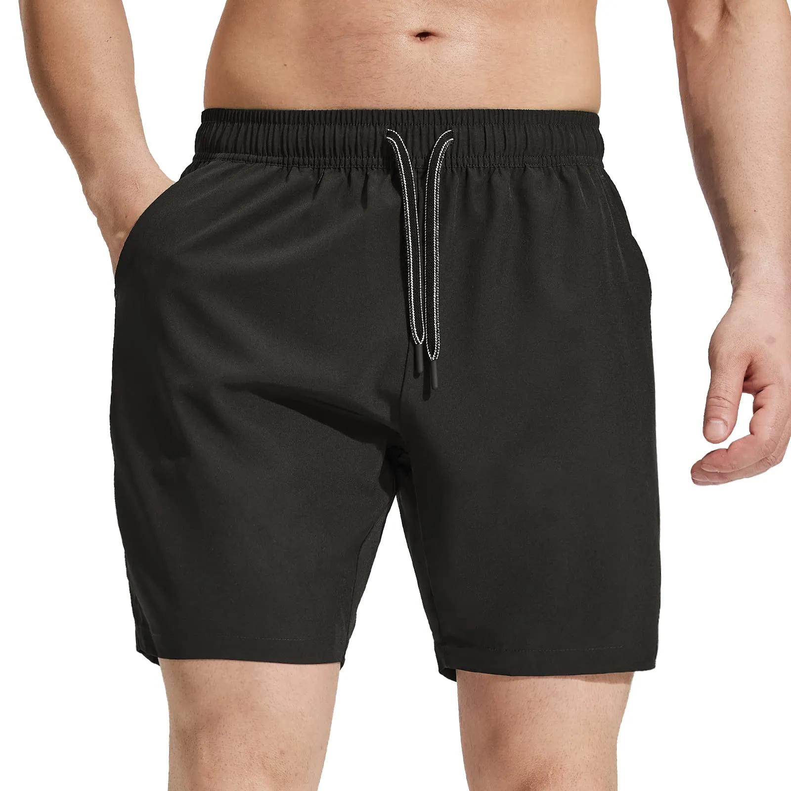 Men's Quick-Dry Running Shorts with Zipper Pockets 7 Inch