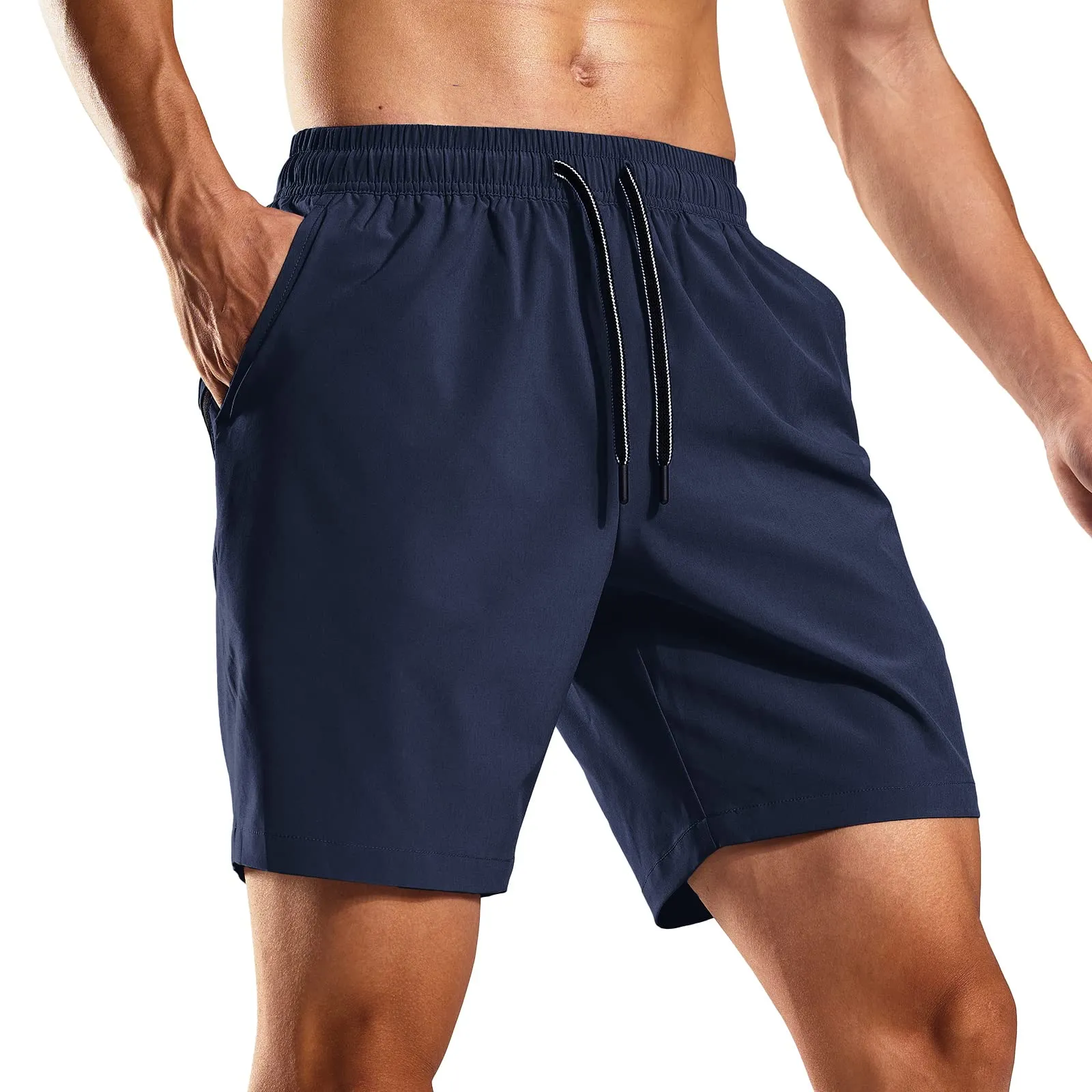 Men's Quick-Dry Running Shorts with Zipper Pockets 7 Inch