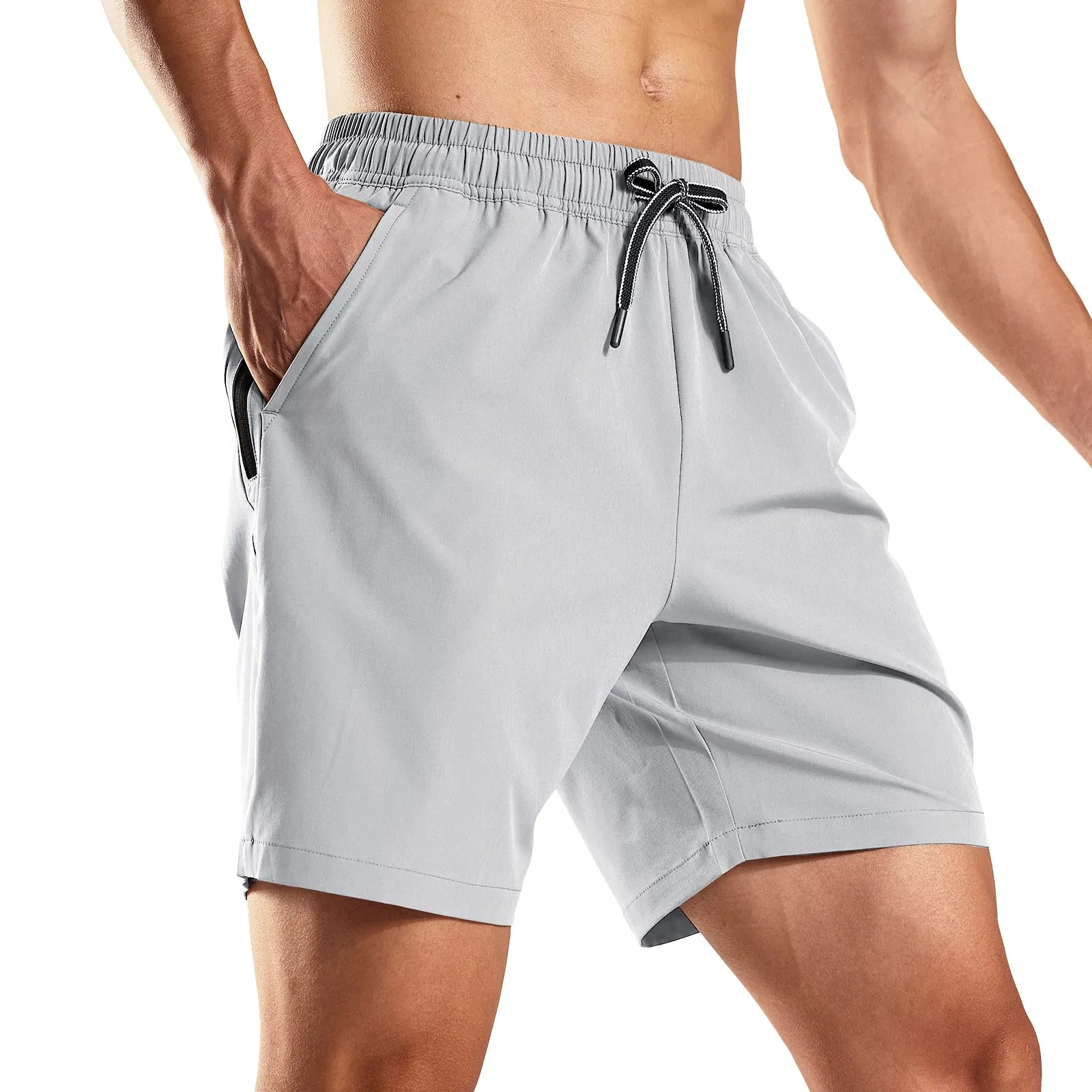 Men's Quick-Dry Running Shorts with Zipper Pockets 7 Inch