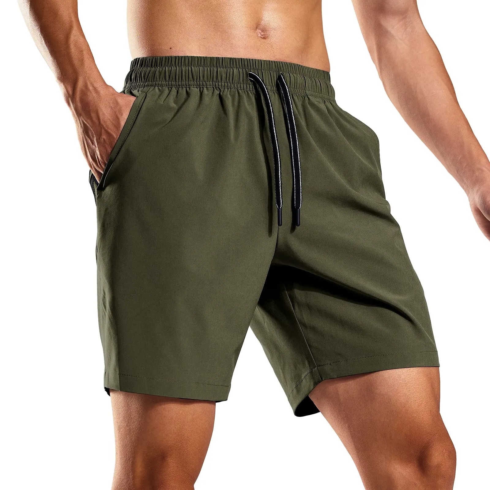 Men's Quick-Dry Running Shorts with Zipper Pockets 7 Inch