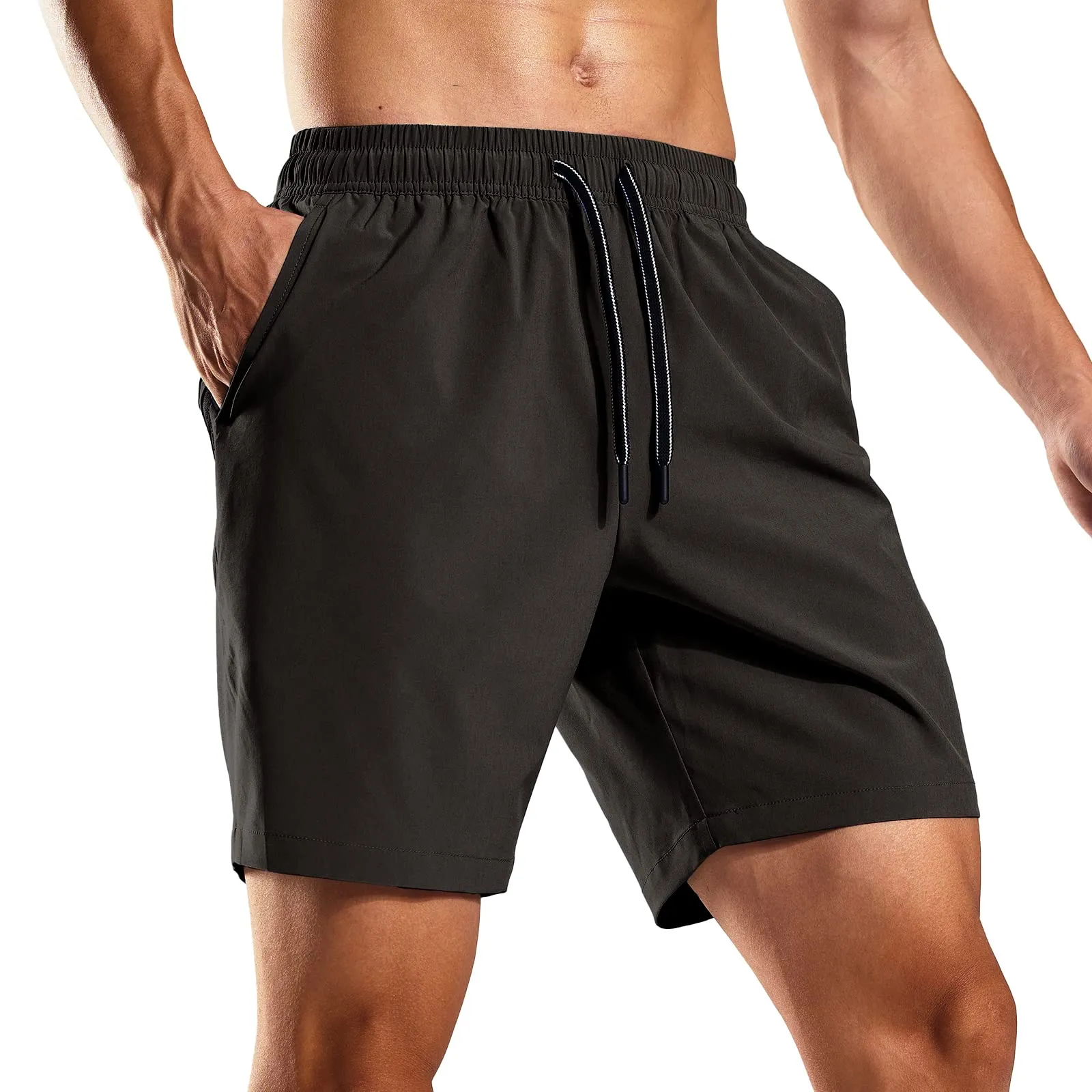 Men's Quick-Dry Running Shorts with Zipper Pockets 7 Inch