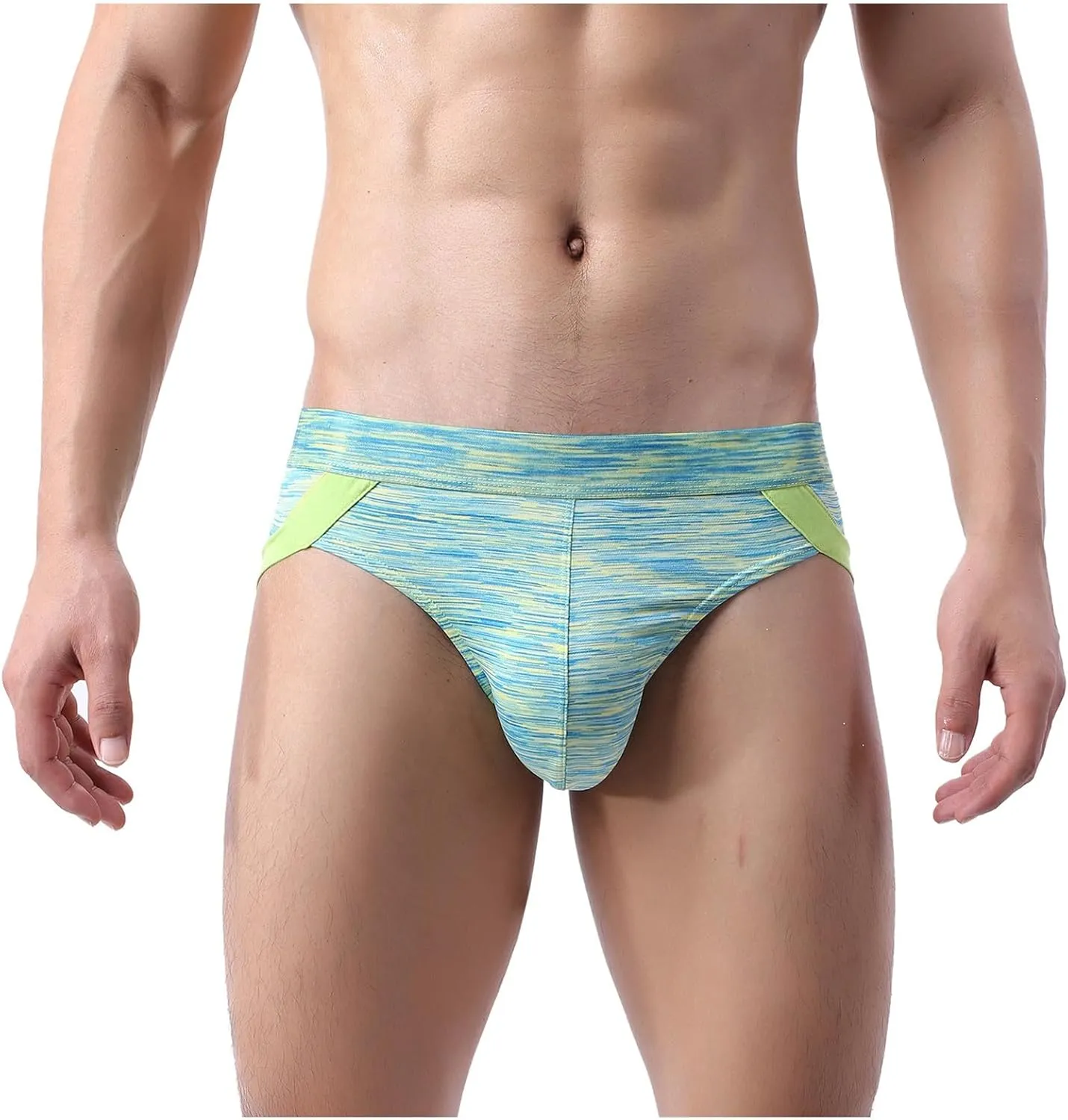 Men's Quick-dryl Briefs with Big Pouch Colorful Bulge Stretch Bikini Underwear Low Rise Sporty Under Panties for Men