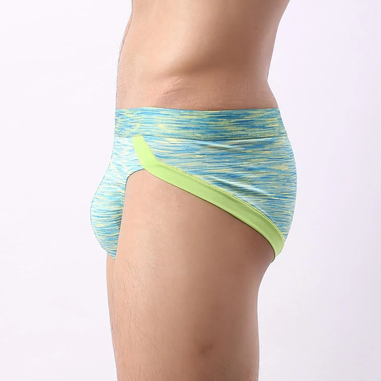 Men's Quick-dryl Briefs with Big Pouch Colorful Bulge Stretch Bikini Underwear Low Rise Sporty Under Panties for Men