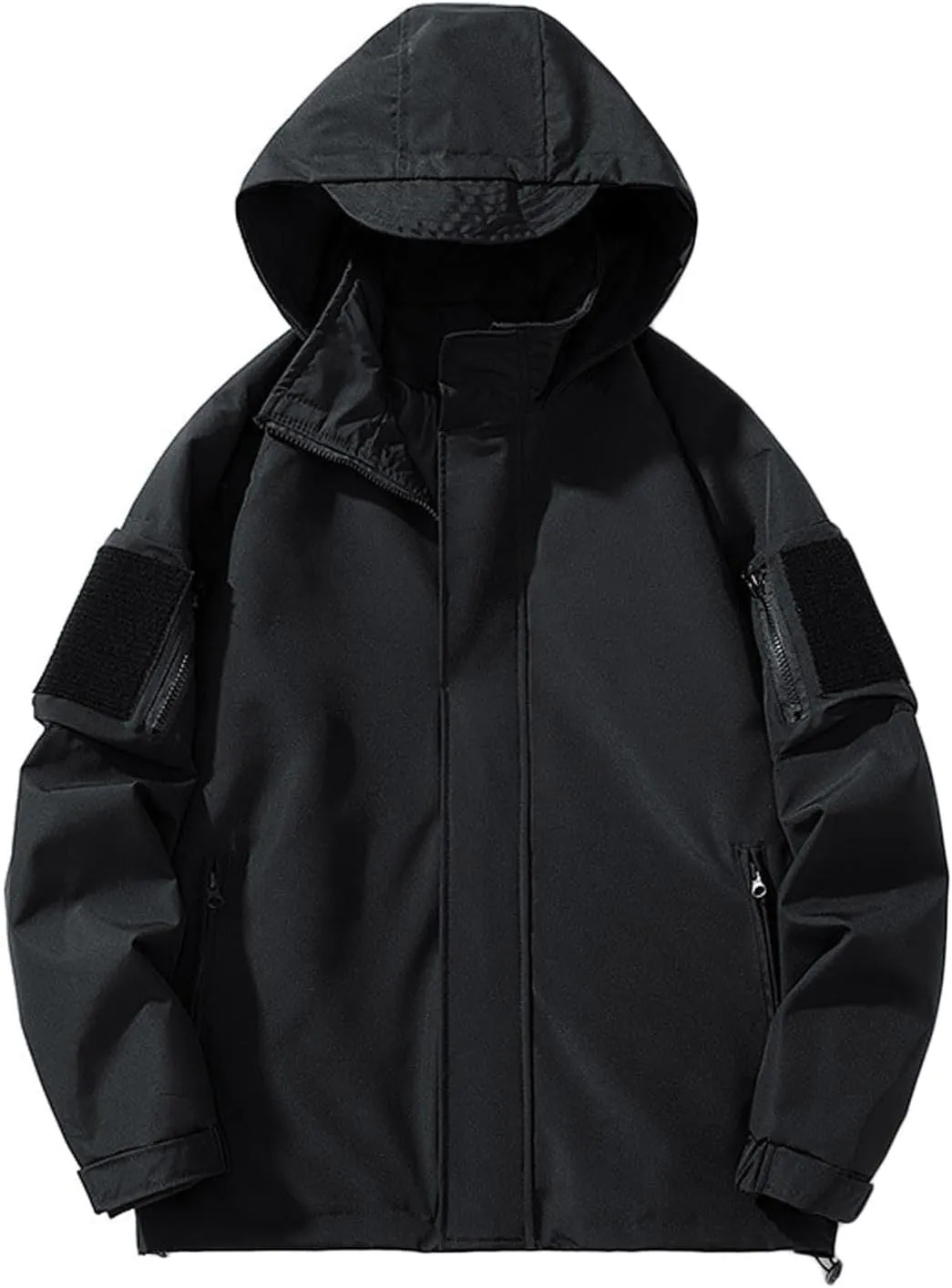 Mens Rain Jacket Waterproof with Hooded Hiking Coat Lightweight Windbreaker Slim Fitting Long Sleeved Outdoor Jackets