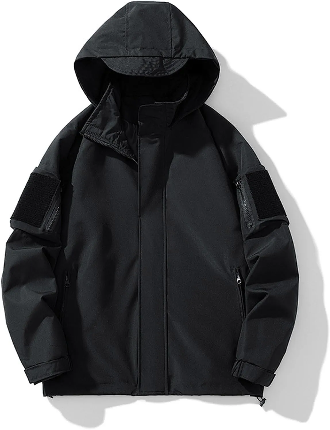 Mens Rain Jacket Waterproof with Hooded Hiking Coat Lightweight Windbreaker Slim Fitting Long Sleeved Outdoor Jackets