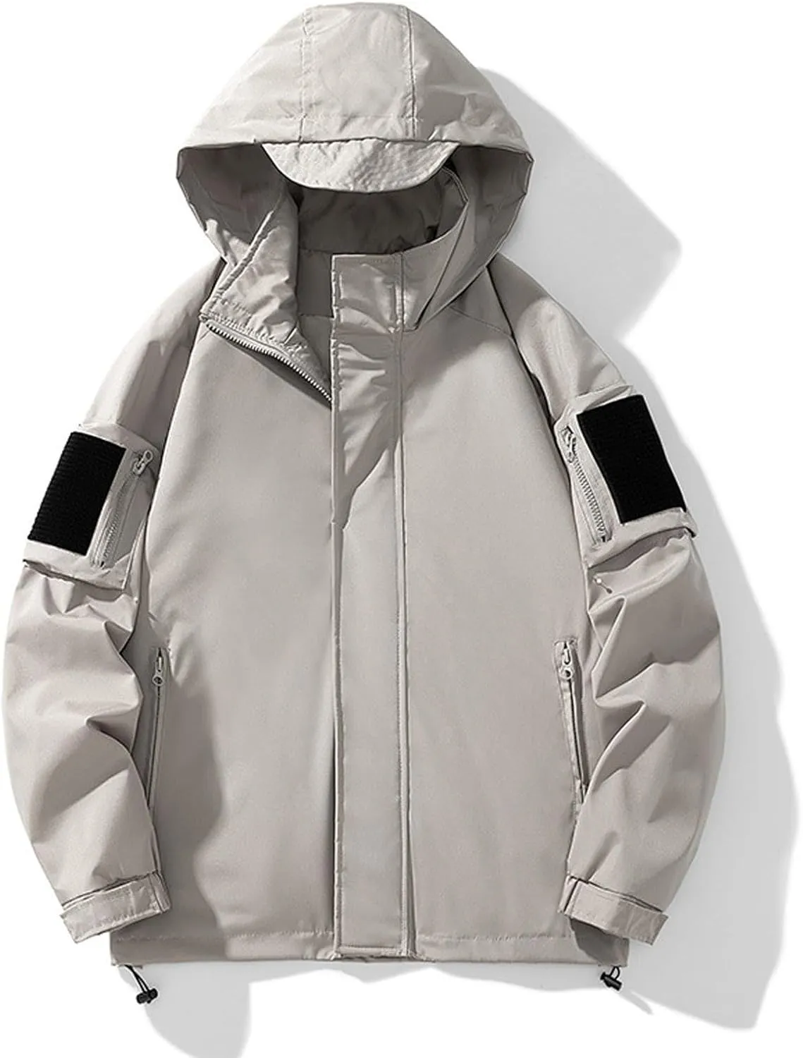 Mens Rain Jacket Waterproof with Hooded Hiking Coat Lightweight Windbreaker Slim Fitting Long Sleeved Outdoor Jackets