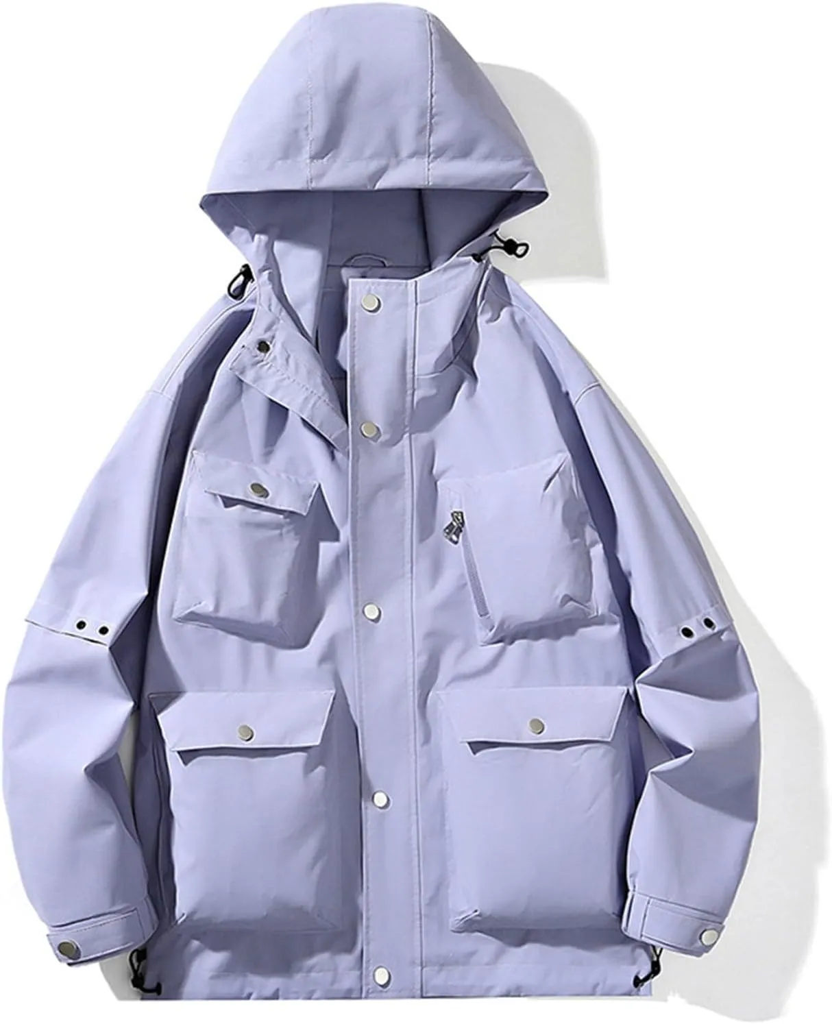 Mens Rain Jackets Waterproof with Hood Zipper Witer Warm Coat Big and Tall Jackets for Men Couples Hiking Clothes