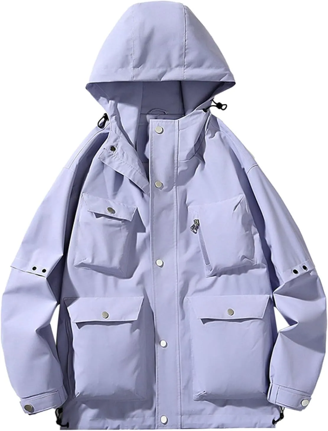 Mens Rain Jackets Waterproof with Hood Zipper Witer Warm Coat Big and Tall Jackets for Men Couples Hiking Clothes