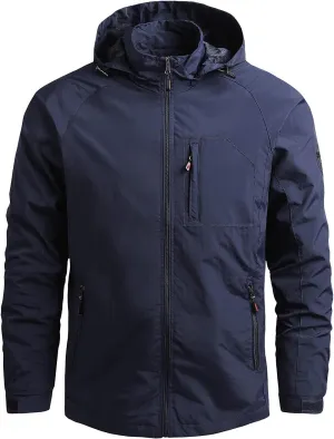Mens Rain Suit Comfy Lightweight Active Water Resistant Hooded Rain Jacket Outdoor Breathable Rain Gear for Leisure